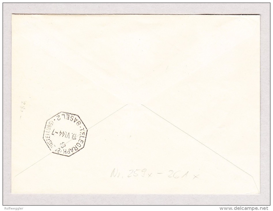 Schweiz Werbe 17.6.1944 Bureau De Poste Automobile #259x-261x Serie Exprès Brief Nach Basel - Briefe U. Dokumente