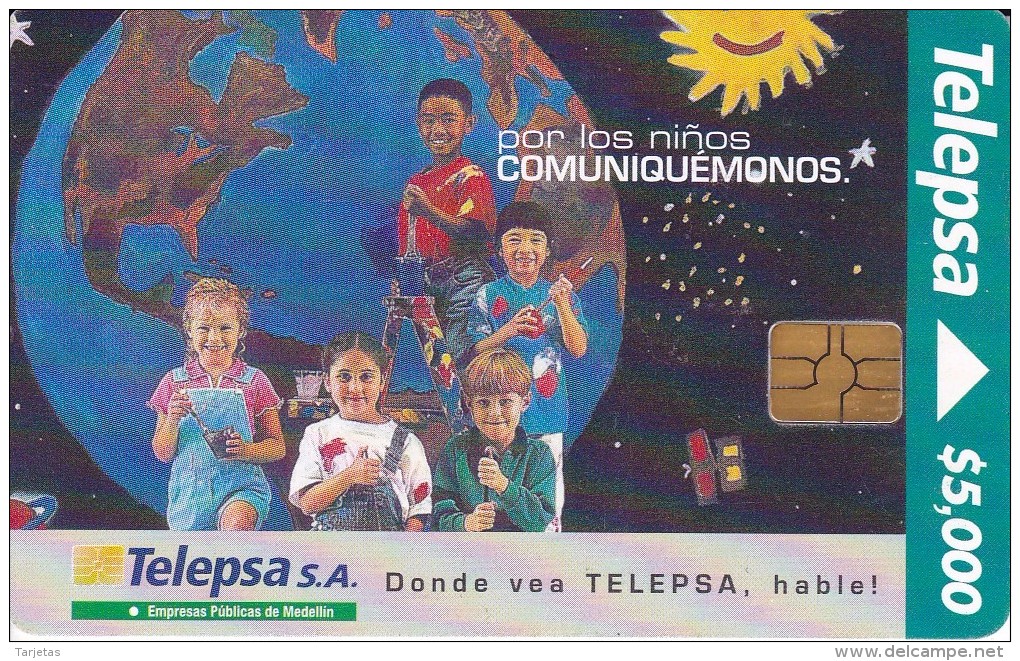 TARJETA DE COLOMBIA DE TELEPSA CON CHIP NEGRO (LA TIERRA) - Astronomùia