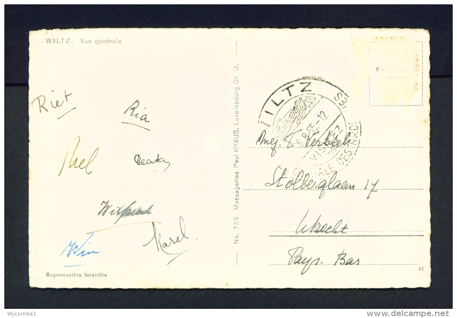 LUXEMBOURG  -  Wiltz  Panorama  Used Vintage Postcard - Wiltz