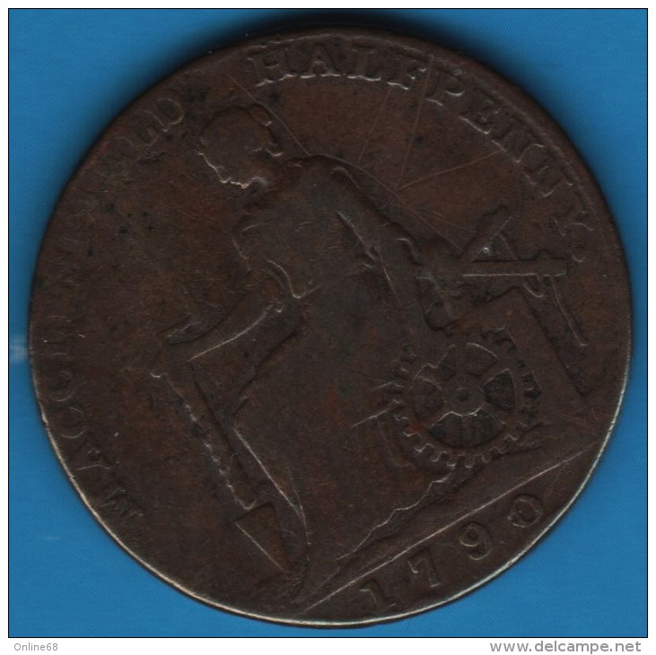 MACCLESFIELD 1/2 HALF PENNY 1790 CHARLES ROE ESTABLISHED THE COPPER WORKS - Professionals/Firms