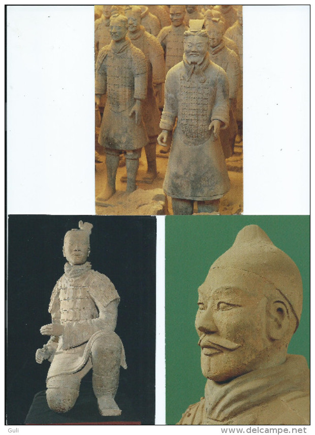 Asie Chine CHINA Qin Shihuang´s Tarracotta Army Armée En Terre Cuite/ Lot De 3 Cartes (QUIN SHI HUANG Empereur) - Andere & Zonder Classificatie