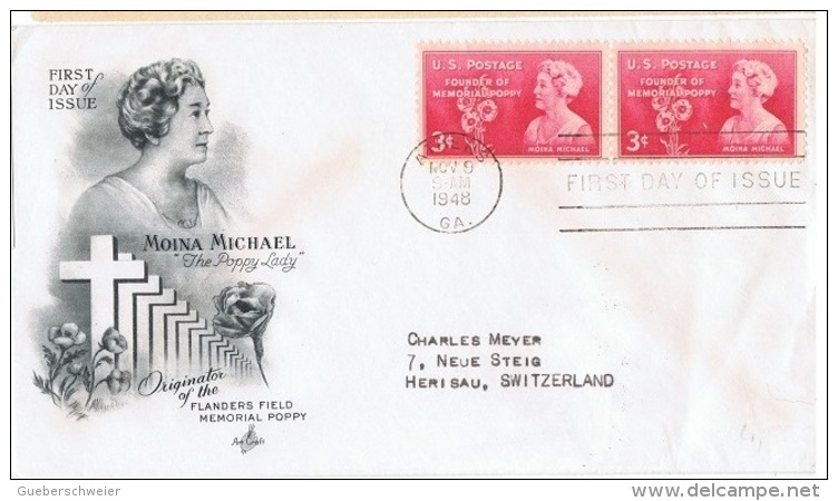 FLORA-L226 - ETATS-UNIS FDC Moina Michael 1948 Avec Fleurs De Pavot - Other & Unclassified