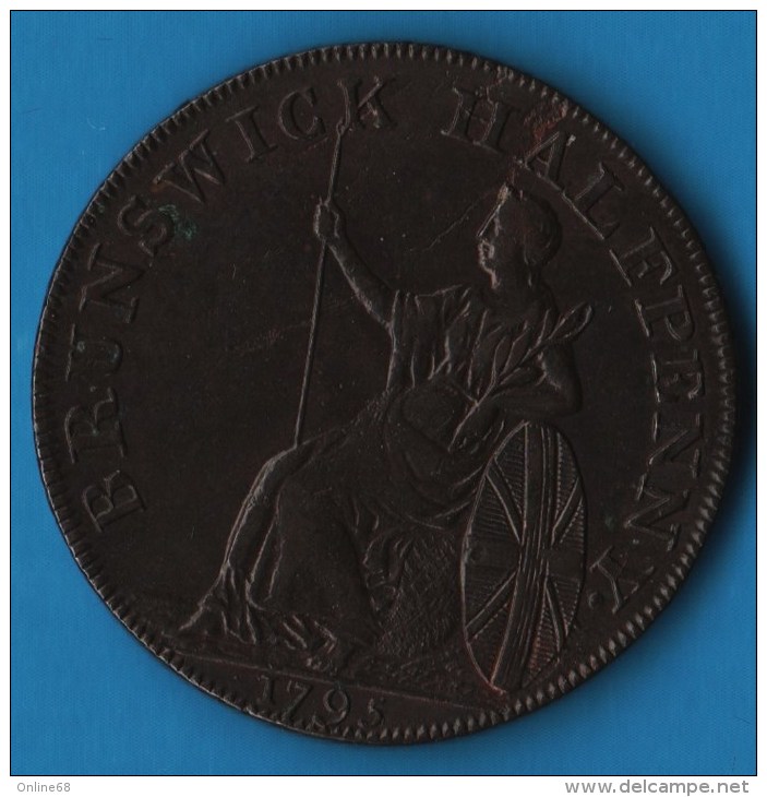 UK Middlesex, Brunswick  1/2 HALF PENNY 1795 Britannia  George III (1760-1820), Payable At J Kilvingtons - Professionnels/De Société