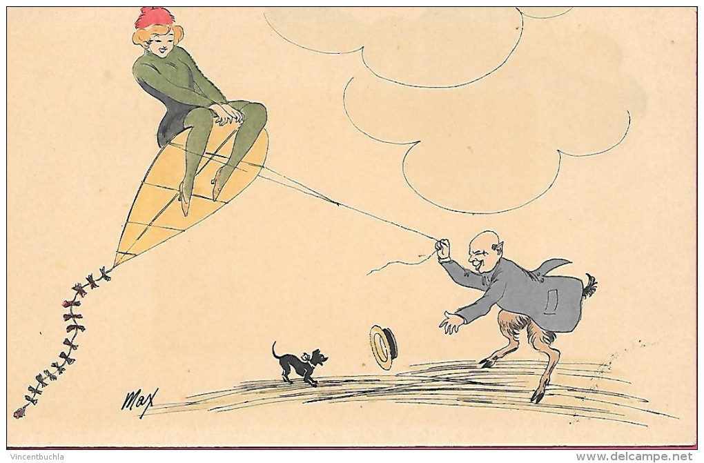 Illustrateur Max - Cerf-Volant Fille En Vert  Satire Avec Veste Violette - Other & Unclassified