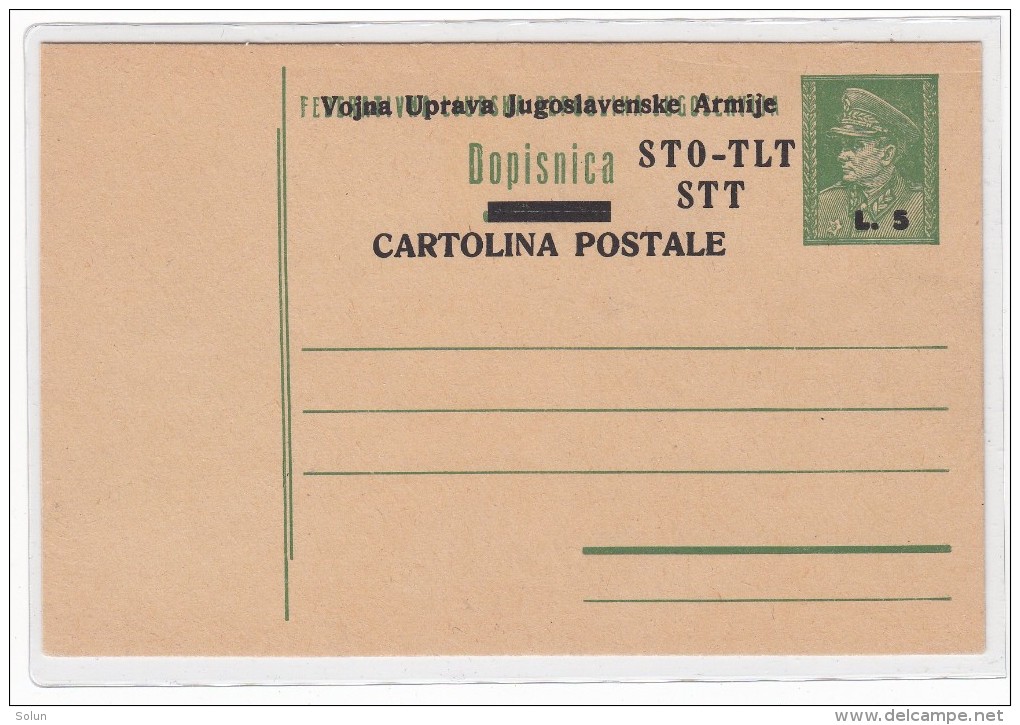 ITALY YUGOSLAVIA TRIESTE ZONA B STT VUJNA 1947 STO TLT STT CARTE POSTALE DOPISNICA  POSTAL CARD CARTOLINA POSTALE - Marcofilie