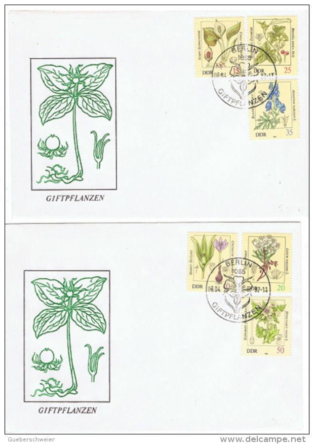 FLORA-L252 - ALLEMAGNE ORIENTALE N° 2341/46 Série Fleurs Toxiques Sur 2 FDC - 1981-1990