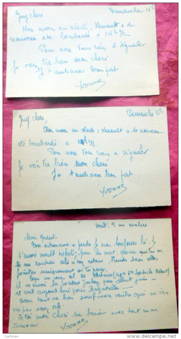 GUY PARIS CHANTEUR ET VEDETTE DU DISQUE ET DE LA RADIO  3 CARTES ET 2 LETTRES MANUSCRITES - Artisti