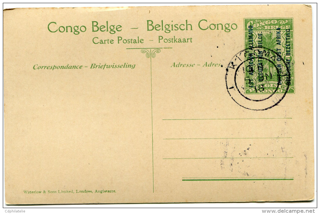 CONGO BELGE CARTE POSTALE ENTIER SURCHARGE EST AFRICAIN ALLEMAND (OCCUPATION BELGE) N°10 PORTEURS AU REPOS - Interi Postali