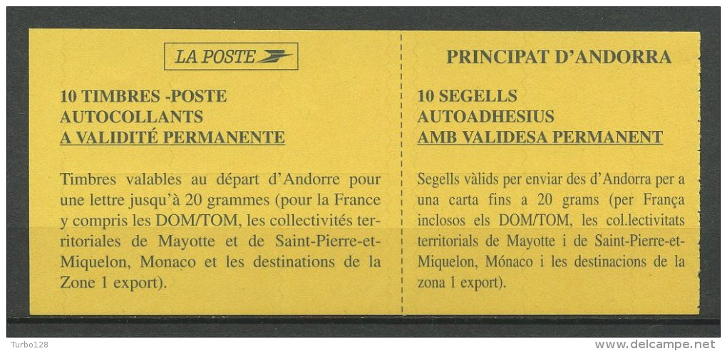 ANDORRE 1996 Carnet N° 6 ( 478  ) ** Neuf = MNH Superbe  Cote 22 € Comu De Canillo Paysage Auto Adhésif Série Courante - Carnets