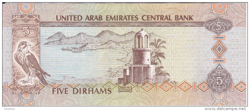 BILLETE DE EMIRATOS ARABES DE 5 DIRHAMS DEL AÑO 2009  (BANKNOTE) - Emiratos Arabes Unidos