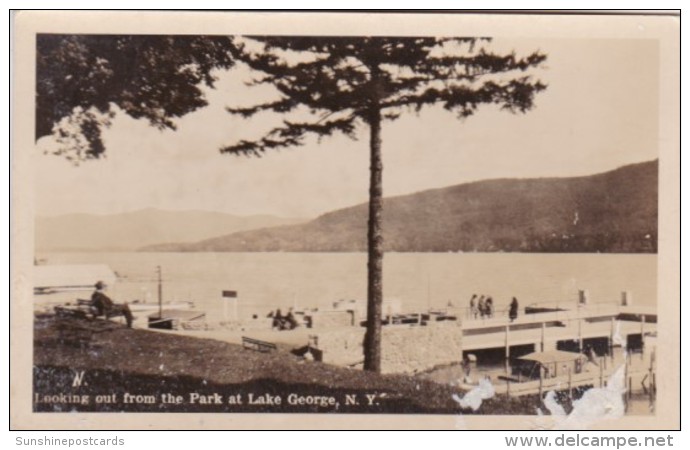 New York Lake George Looking Out From The Park Real Photo - Lake George