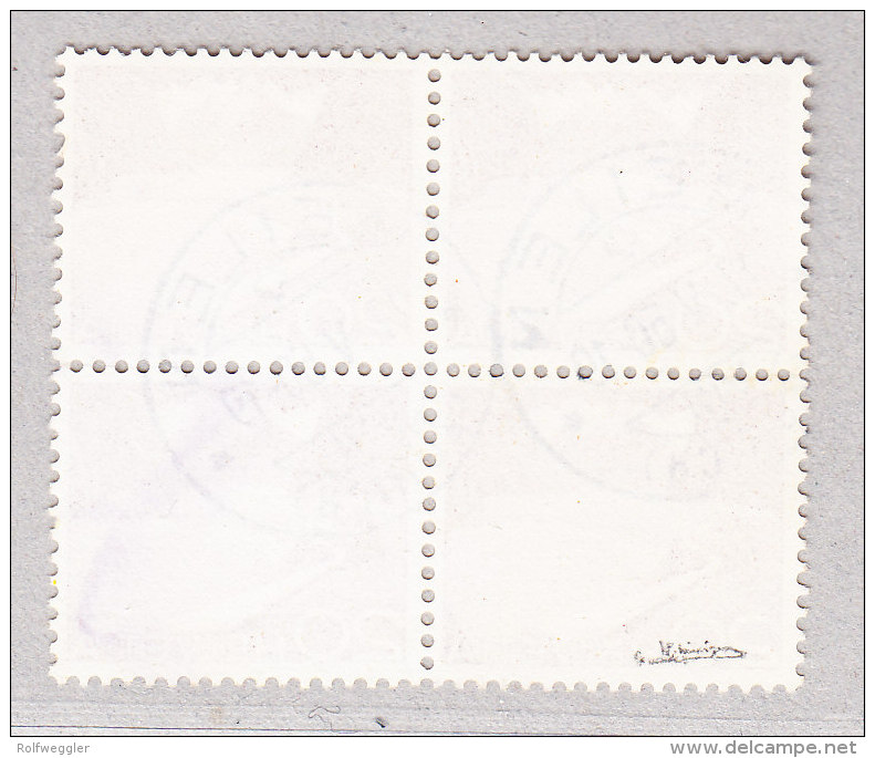 Schweiz Werbe 17.5.1950 Meilen Auf #301 Urtyp Im Viererblock Mit 2 Stempeln - Used Stamps