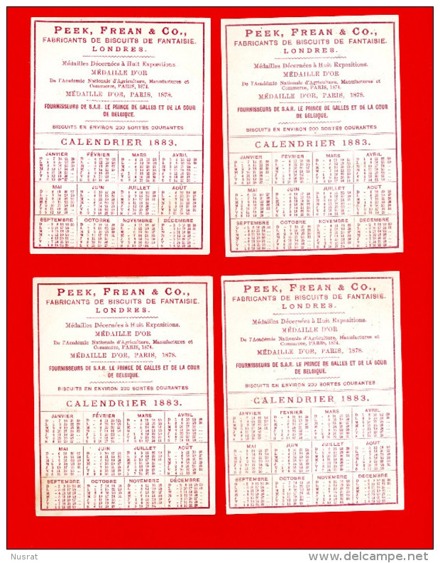 Biscuits Peek, Frean & Co. Lot De 4 Chromos Calendrier 1883 - Autres & Non Classés