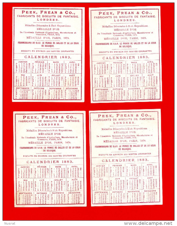 Biscuits Peek, Frean & Co. Lot De 4 Chromos Calendrier 1883 - Other & Unclassified