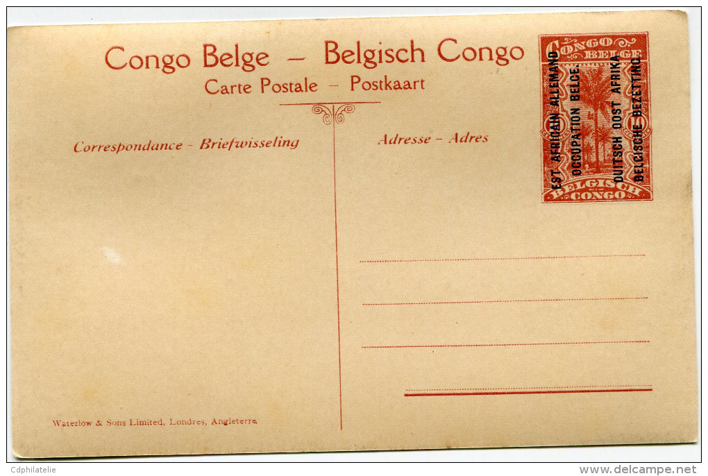 CONGO BELGE CARTE POSTALE ENTIER SURCHARGE EST AFRICAIN ALLEMAND (OCCUPATION BELGE) N°17 MAKALA UN HOPITAL DE BASE - Stamped Stationery