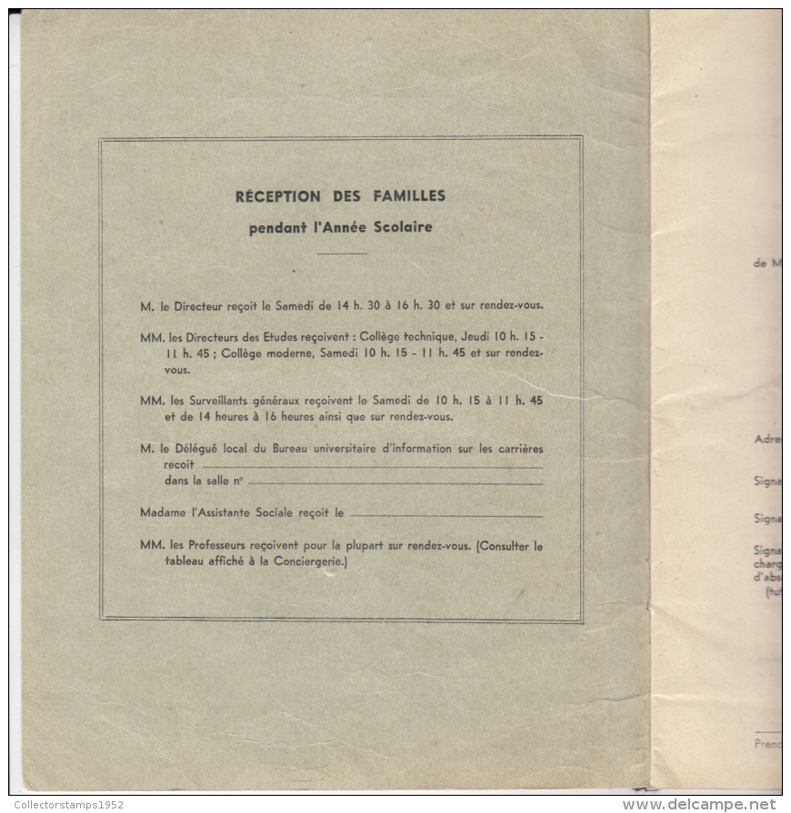 4267FM- JULLES FERRY-VERSAILLES COLLEGE SCHOOL REPORT, GRADES, 42 PAGES, 1959, FRANCE - Diplômes & Bulletins Scolaires