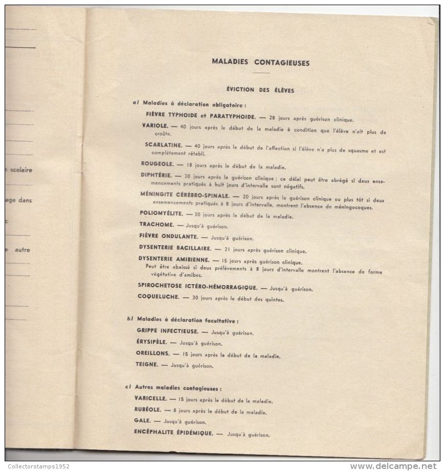 4267FM- JULLES FERRY-VERSAILLES COLLEGE SCHOOL REPORT, GRADES, 42 PAGES, 1959, FRANCE