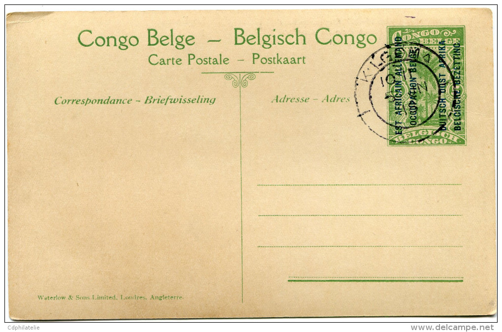 CONGO BELGE CARTE POSTALE ENTIER SURCHARGE EST AFRICAIN ALLEMAND (OCCUPATION BELGE) N°20 KASULU LE BOMA - Stamped Stationery