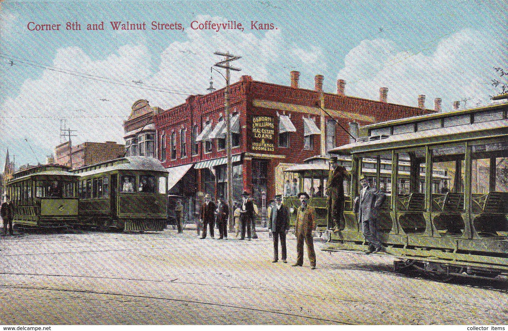 Kansas, Coffeyville, Corner 8th And Walnut Streets, With Trams - Autres & Non Classés