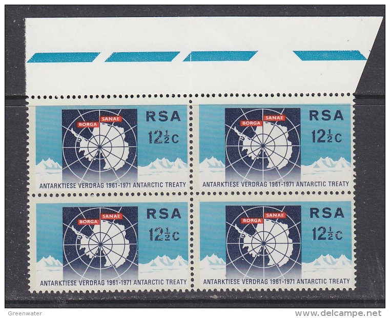South Africa 1971 Antarctic Treaty 1v Bl Of 4  (+margin)  ** Mnh (30380D) - Ongebruikt