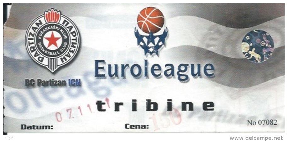 Sport Match Ticket UL000388 - Basketball Partizan Vs Cibona: 2001-11-07 - Tickets D'entrée