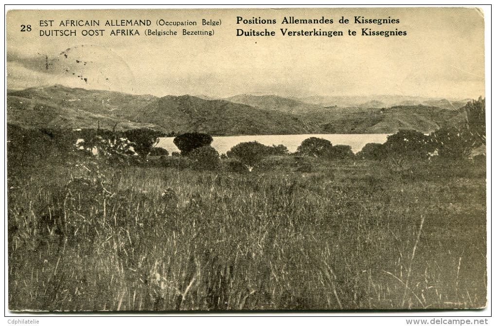 CONGO BELGE CARTE POSTALE ENTIER SURCHARGE EST AFRICAIN ALLEMAND (OCCUPATION BELGE) N°28 POSITIONS ALLEMANDES DE........ - Interi Postali