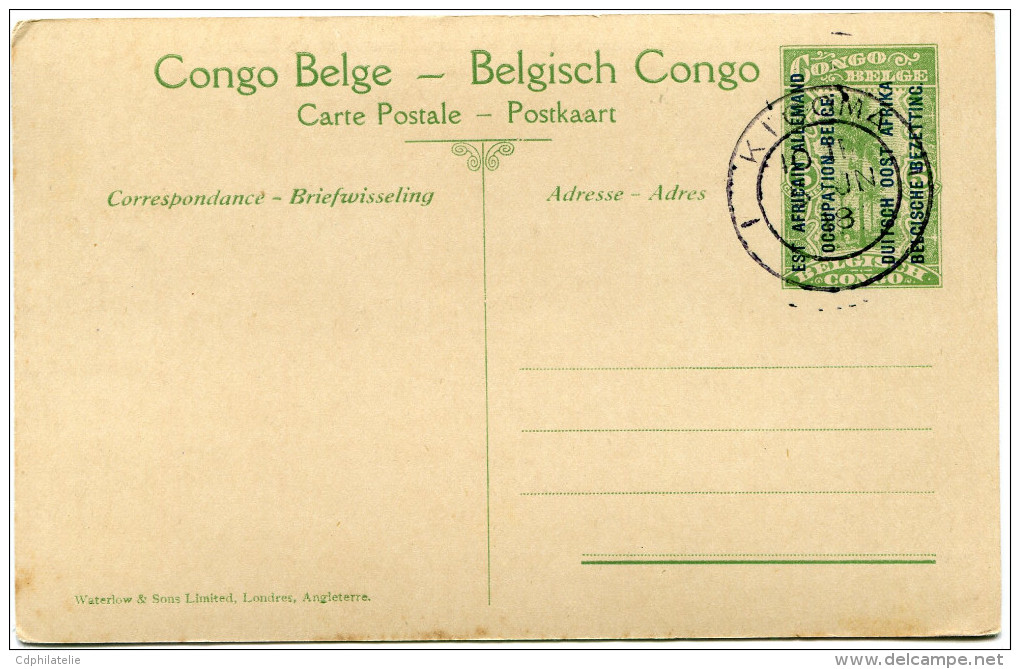 CONGO BELGE CARTE POSTALE ENTIER SURCHARGE EST AFRICAIN ALLEMAND (OCCUPATION BELGE) N°28 POSITIONS ALLEMANDES DE........ - Stamped Stationery