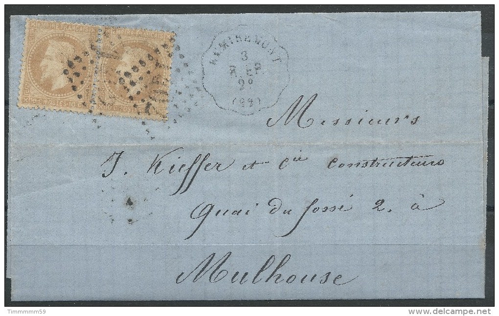 Lot N°31411    Paire Du N°28B, Oblit  GC 1402 EPINAL(82), Avec Cachet Convoyeur Station A Numéro Du 3 Dec 1869 - 1863-1870 Napoléon III Lauré