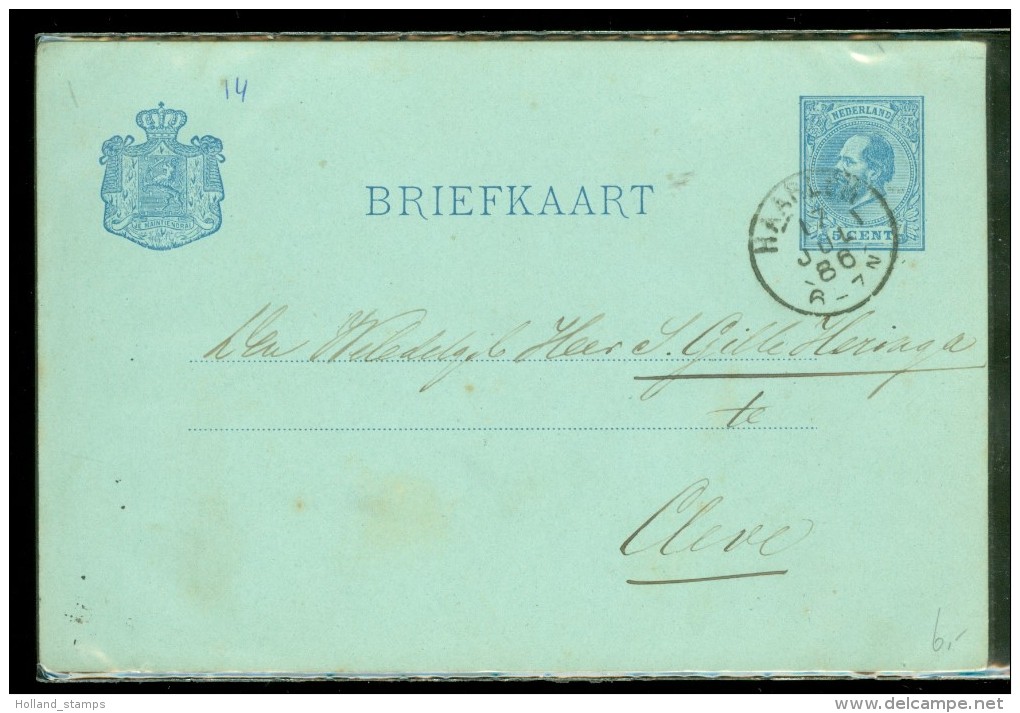 HANDGESCHREVEN BRIEFKAART Uit 1886 Van HAARLEM Naar CLEVE * NVPH Nr. 19 VOORDRUK (10461j) - Postal Stationery