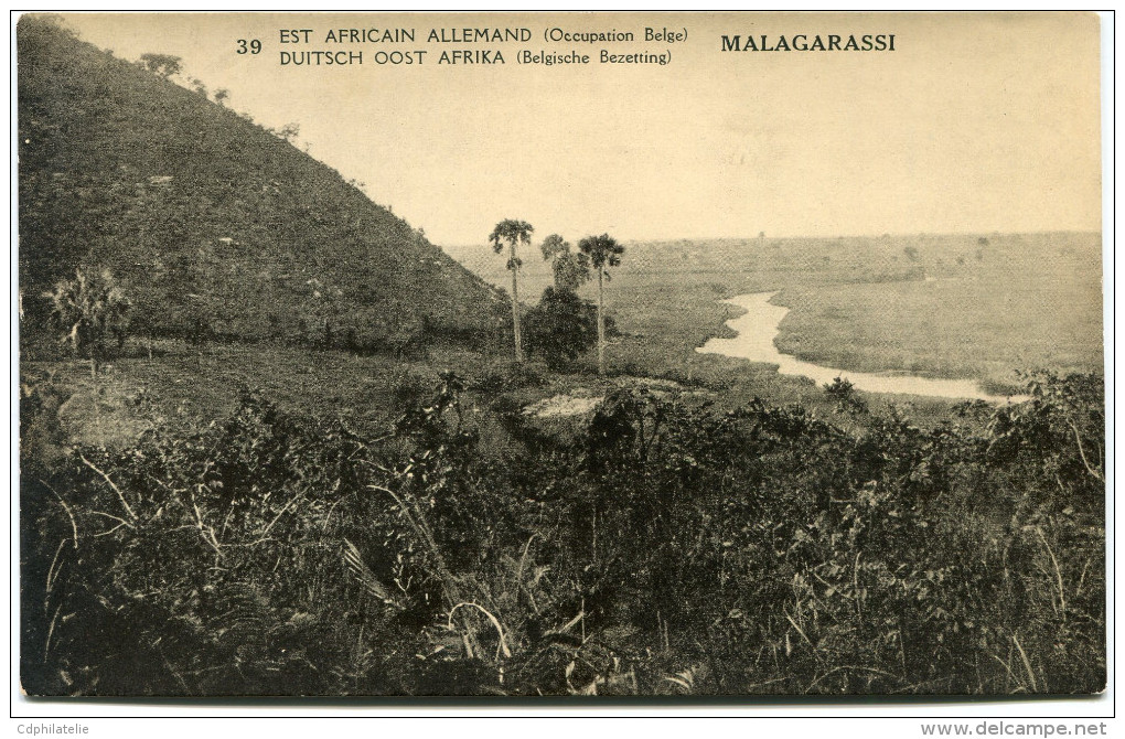 CONGO BELGE CARTE POSTALE ENTIER SURCHARGE EST AFRICAIN ALLEMAND (OCCUPATION BELGE) N°39 MALAGARASSI - Stamped Stationery