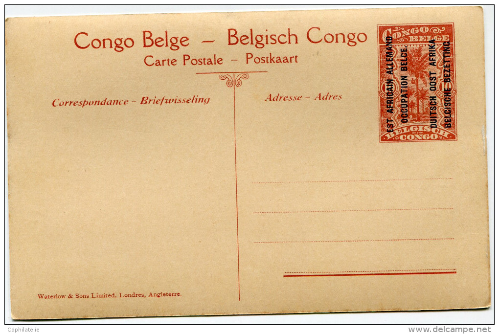 CONGO BELGE CARTE POSTALE ENTIER SURCHARGE EST AFRICAIN ALLEMAND (OCCUPATION BELGE) N°39 MALAGARASSI - Ganzsachen