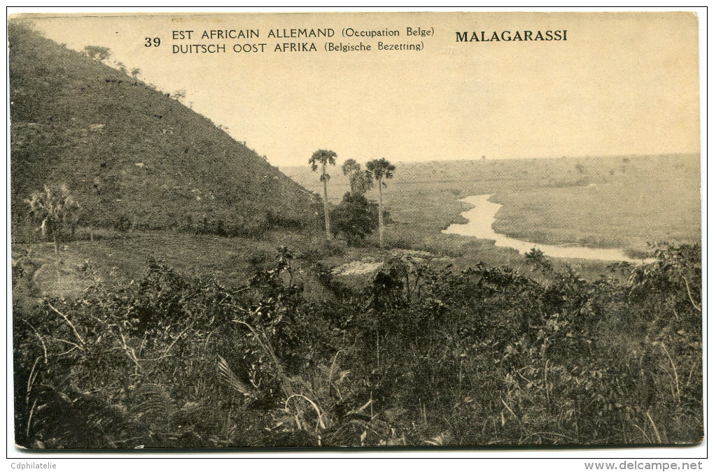 CONGO BELGE CARTE POSTALE ENTIER SURCHARGE EST AFRICAIN ALLEMAND (OCCUPATION BELGE) N°39 MALAGARASSI - Postwaardestukken