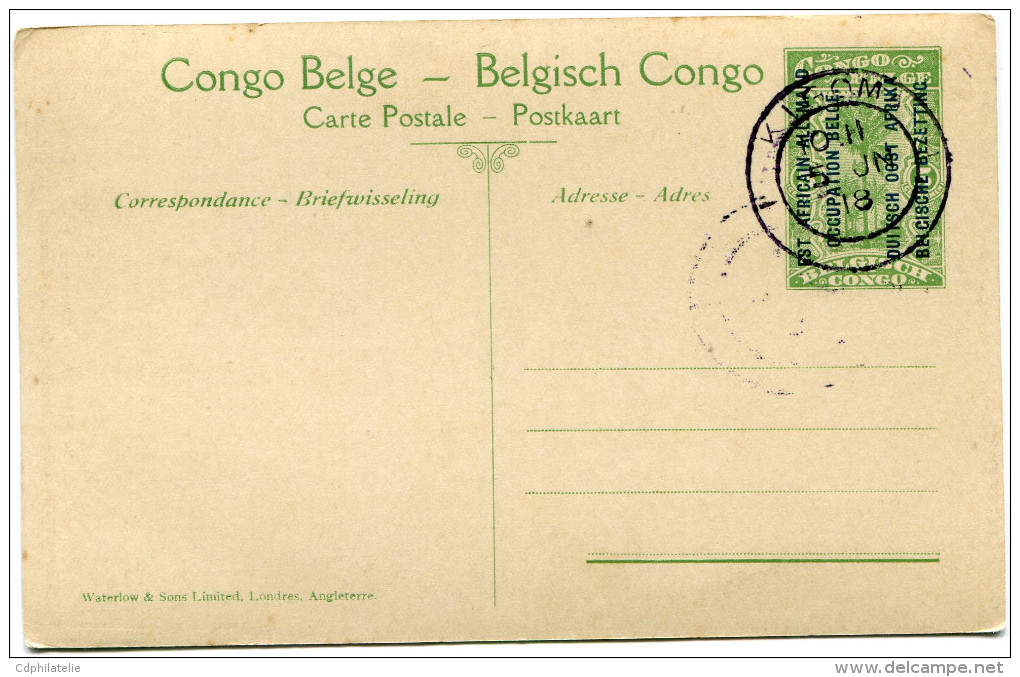 CONGO BELGE CARTE POSTALE ENTIER SURCHARGE EST AFRICAIN ALLEMAND (OCCUPATION BELGE) N°40 PORTEURS - Stamped Stationery