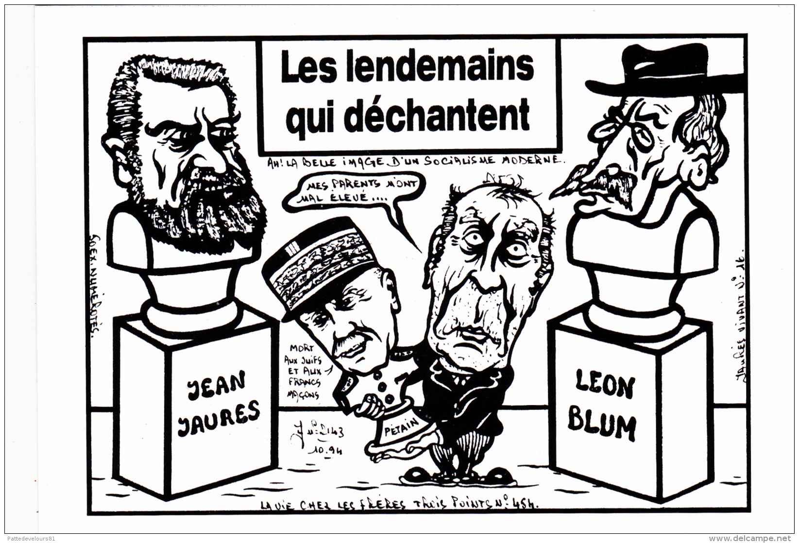 CPM Jean JAURES Léon BLUM PETAIN MITTERRAND Caricature Politique Tirage Limité Illustrateur LARDIE - Lardie