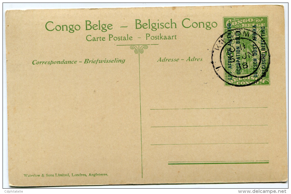 CONGO BELGE CARTE POSTALE ENTIER SURCHARGE EST AFRICAIN ALLEMAND (OCCUPATION BELGE) N°41 LES POSITIONS DE LA SEBEA...... - Stamped Stationery