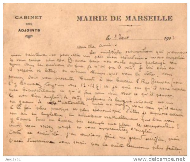 VP4874 - Carte - Lettre - Cabinet Des Adjoints Mairie De  MARSEILLE - Programas