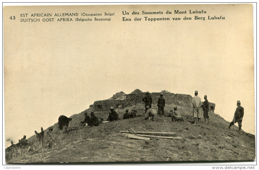 CONGO BELGE CARTE POSTALE ENTIER SURCHARGE EST AFRICAIN ALLEMAND (OCCUPATION BELGE) N°43 UN DES SOMMETS DU MONT LUBAFU - Entiers Postaux