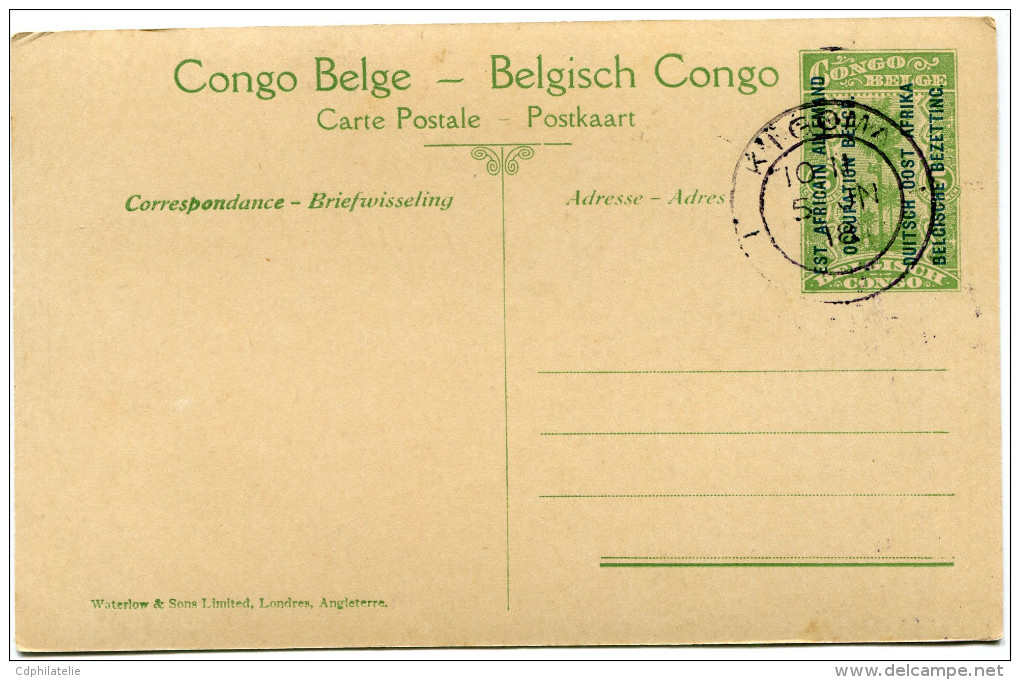 CONGO BELGE CARTE POSTALE ENTIER SURCHARGE EST AFRICAIN ALLEMAND (OCCUPATION BELGE) N°43 UN DES SOMMETS DU MONT LUBAFU - Postwaardestukken