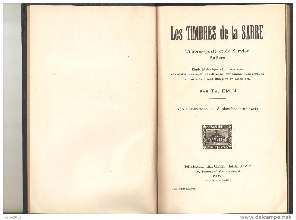 Les Timbres De La SARRE Par Th. EMIN - Edition Maury 1924 - Altri & Non Classificati