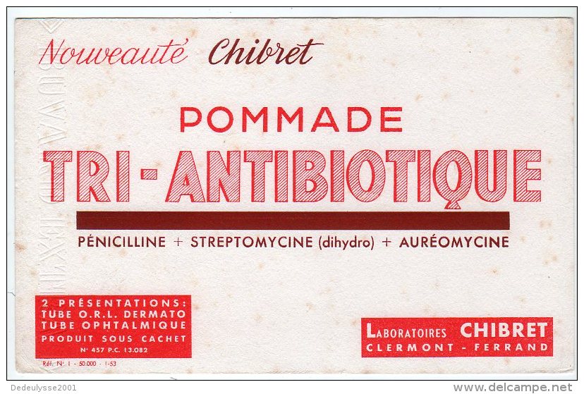 Juin16   75157    Buvard   Laboratoire  Chibret   Clermont Ferrand - Parfum & Kosmetik