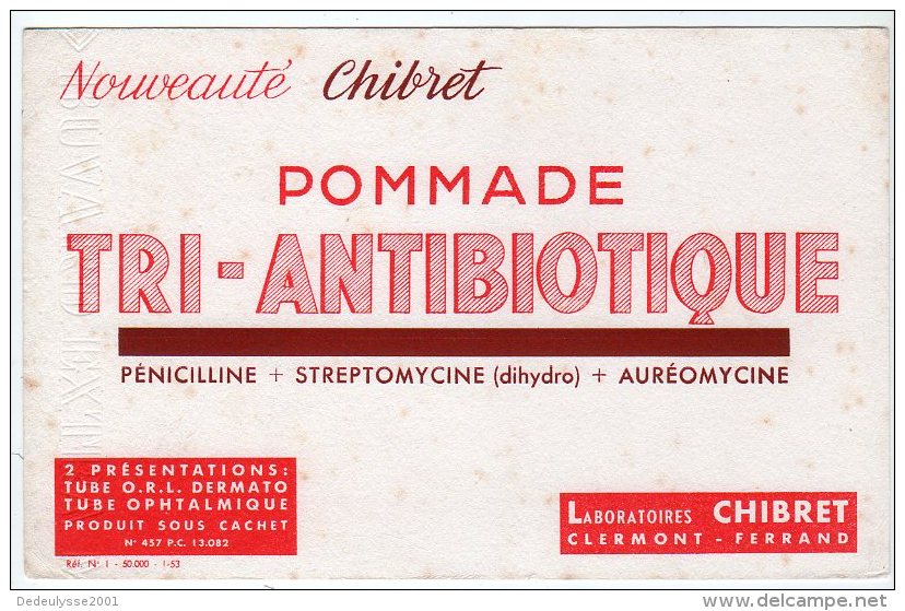 Juin16   75157    Buvard   Laboratoire  Chibret   Clermont Ferrand - Perfumes & Belleza