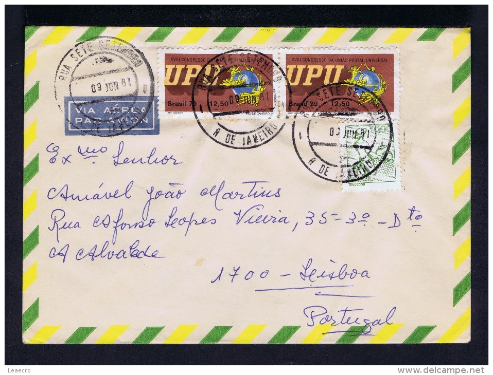 U.P.U. Congress Postes Mail Courrier Cover 2x 1981 BRAZIL Portugal Gc2185 - UPU (Union Postale Universelle)