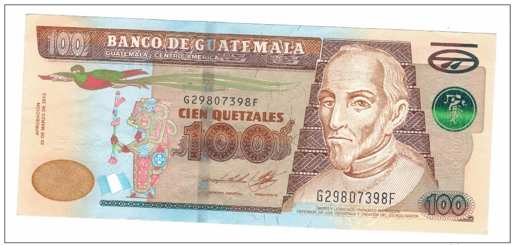 Guatemala 100 Qz. 2013, XF/AUNC. - Guatemala