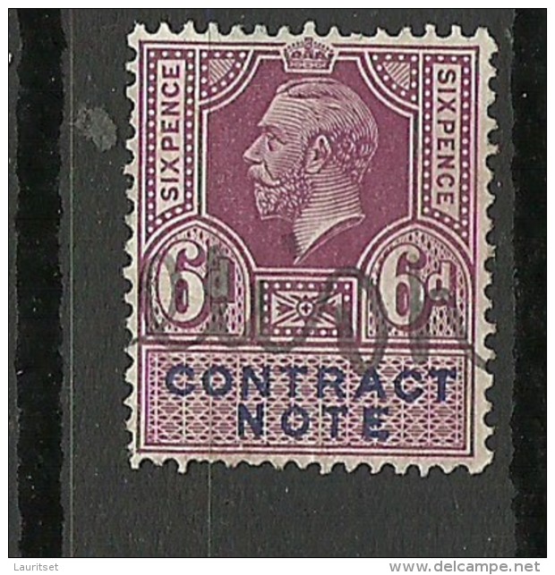 Great Britain Old Revenue Tax Stamp Contract Note 6 Pence Edward O - Service