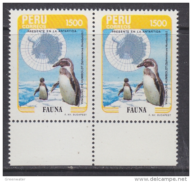 Peru 1985 Antarctica / Penguin 1v Pair ** Mnh (30384A) - Peru