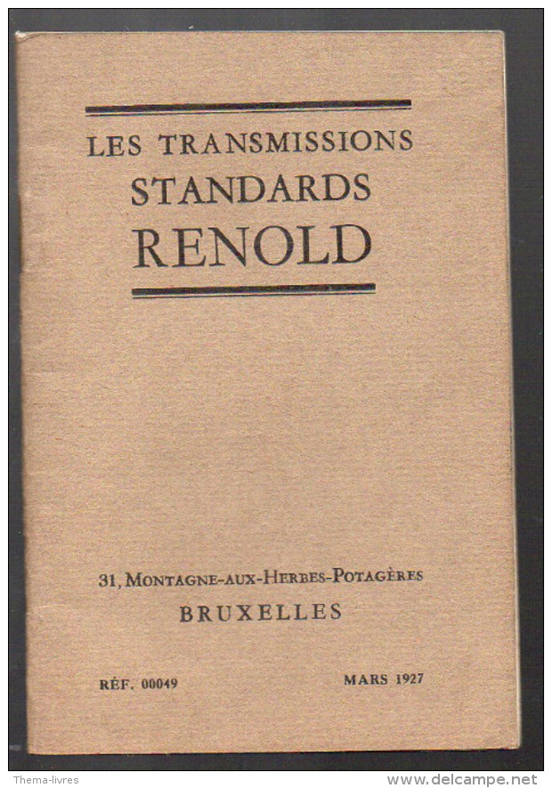 Catalogue RENOLD (transmissions, Bruxelles, 1937) (PPP3269) - Autres & Non Classés