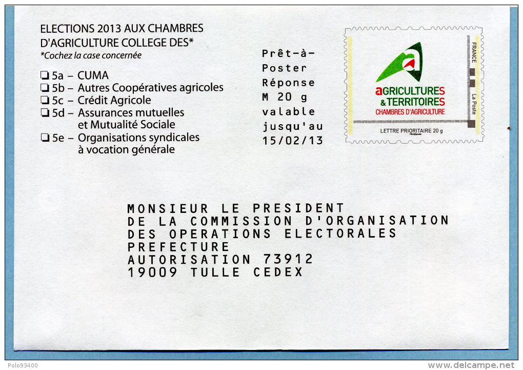 2013 CHAMBRES D'AGRICULTURE - PAP: Antwoord