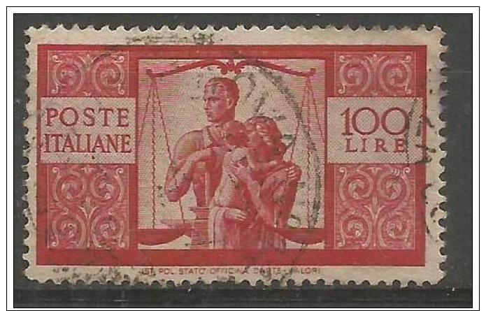 100 Lire Democratica Specializzato I° Lastra Grigia D.14x14e1/4 Filigrana NORMALE SINISTRA - 1946-60: Usati