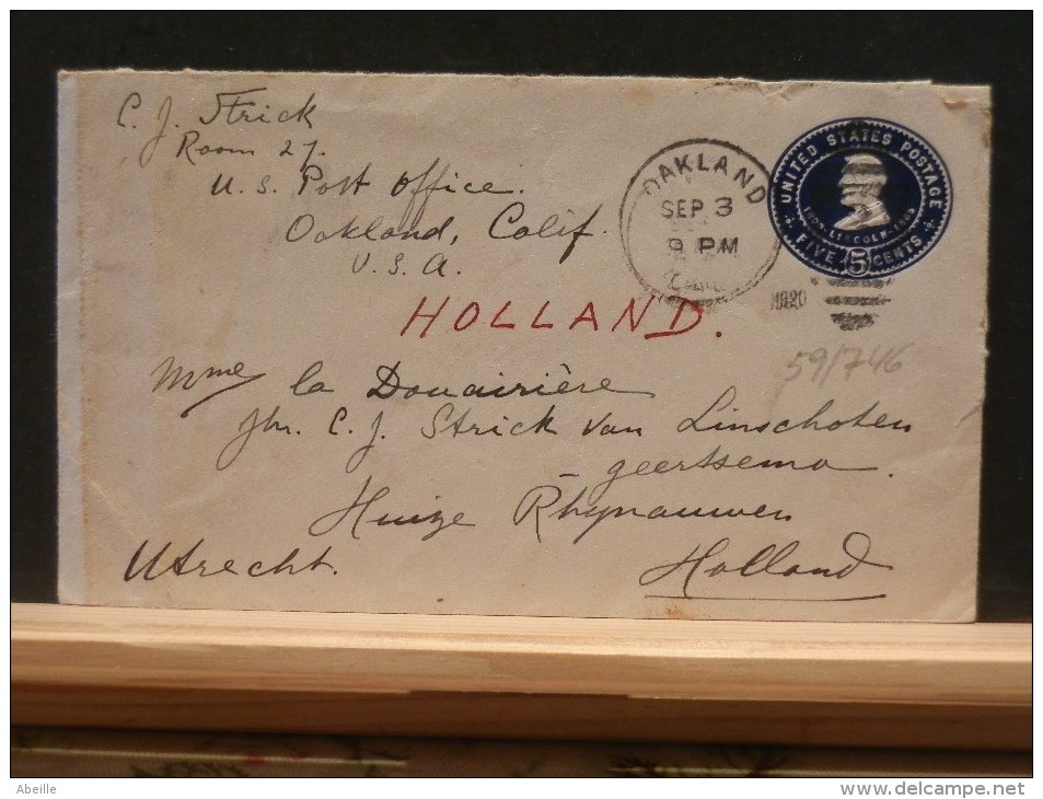 59/746    ENVELOPPE  1920  TO HOLLAND - ...-1900