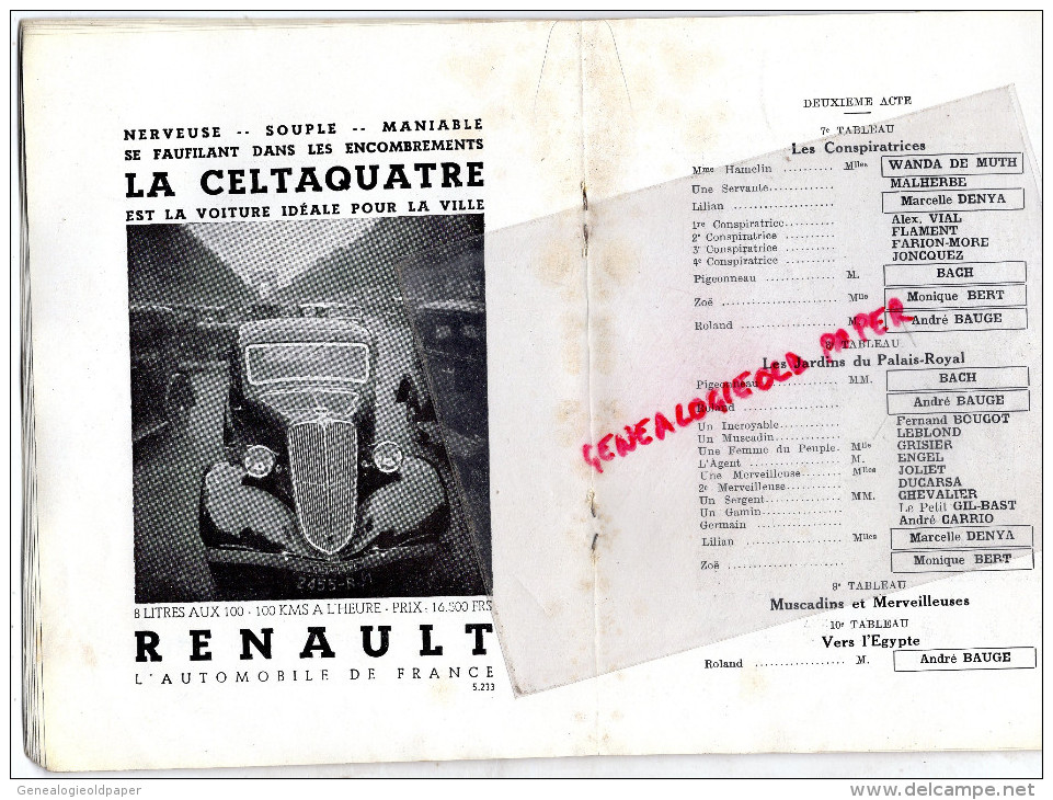 75- PARIS- PROGRAMME THEATRE DU CHATELET- AU TEMPS DES MERVEILLEUSES-OPERETTE WILLEMETZ- RICHEPIN-LEHAMANN-BARJANSKY